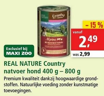 Maxi Zoo Real nature country natvoer hond aanbieding
