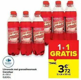 Carrefour Limonade met grenadinesmaak carrefour aanbieding