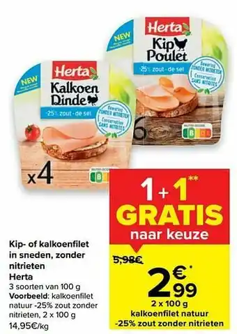Kalkoenfilet natuur zout zonder nitrieten