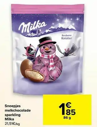 Carrefour Market Snoepjes melkchocolade sparkling milka aanbieding