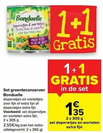 Carrefour Market Set doperwtjes en wortelen extra fijn aanbieding