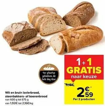 Wit en bruin lavierbrood steenbakkers- of boerenbrood