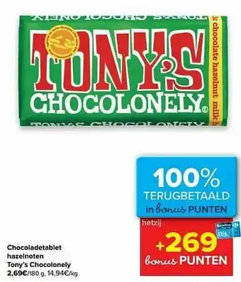 Chocoladetablet hazelnoten tony’s chocolonely