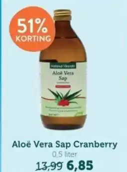 Holland & Barrett Aloë Vera Sap Cranberry 0.5liter aanbieding