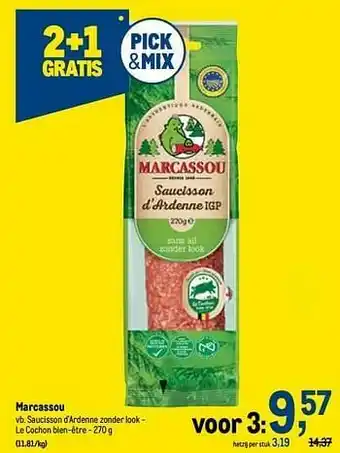Makro Marcassou saucisson d`ardenne zonder look - le cochon bien-être aanbieding