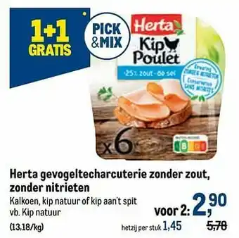 Makro Herta gevogeltecharcuterie zonder zout, zonder nitrieten kip natuur aanbieding