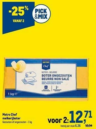 Makro Metro chef melkerijboter aanbieding