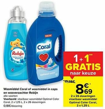 Carrefour Vloeibaar wasmiddel optimal color coral aanbieding
