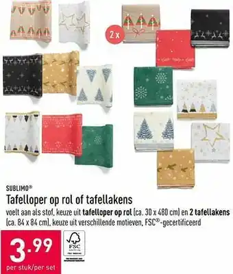 ALDI Tafelloper op rol of tafellakens aanbieding