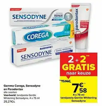 Carrefour Market Tandpasta gentle whitening sensodyne aanbieding