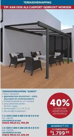 Zelfbouwmarkt TERRASOVERKAPPING SUNSET aanbieding