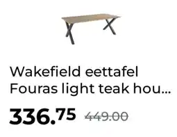 GAMMA Wakefield eettafel Fouras light teak hout 210x95 cm aanbieding
