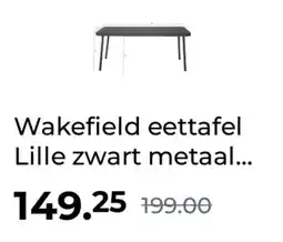 GAMMA Wakefield eettafel Lille zwart metaal 180x90 cm aanbieding