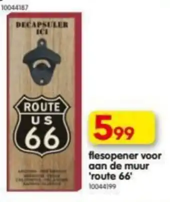 Flesopener voor aan de muur Route 66