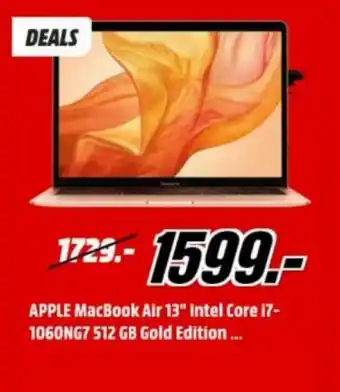 MediaMarkt Apple MacBook Air 13" Intel Core i7-1060NG7 512 GB Gold Edition... aanbieding