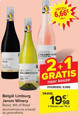 Carrefour Jerom Winery Rood, Wit of Rosé 3 flessen van 75 cl aanbieding