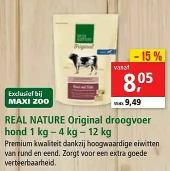 Maxi Zoo Real nature original droogvoer hond aanbieding