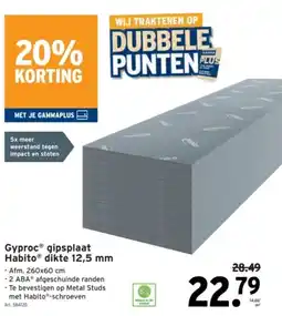 GAMMA GyprocⓇ gipsplaat HabitoⓇ dikte 12,5 mm aanbieding