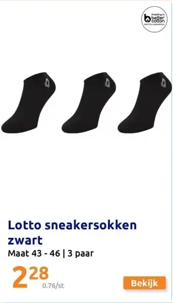 Action Lotto sneakersokken zwart aanbieding