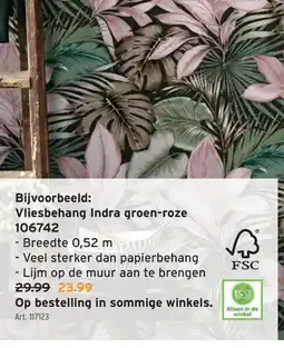 GAMMA Vliesbehang Indra groen-roze 106742 aanbieding