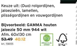 GAMMA GAMMA houten jaloezie 50 mm 944 wit aanbieding