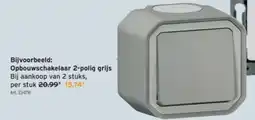 GAMMA Opbouwschakelaar 2-polig grijs aanbieding