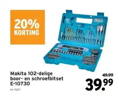 GAMMA Makita 102-delige boor- en schroefbitset E-10730 aanbieding