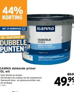 GAMMA GAMMA dekkende primer 10L wit aanbieding