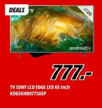 MediaMarkt TV Sony LCD Edge LED 65 inch KD65XH8077SAEP aanbieding