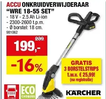 Hubo ACCU ONKRUIDVERWIJDERAAR “WRE 18-55 SET” aanbieding