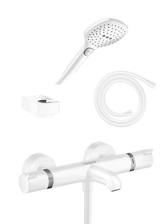 X2O HansGrohe Ecostat Comfort thermostatische kraan muurmontage opbouw badkraan mat wit aanbieding