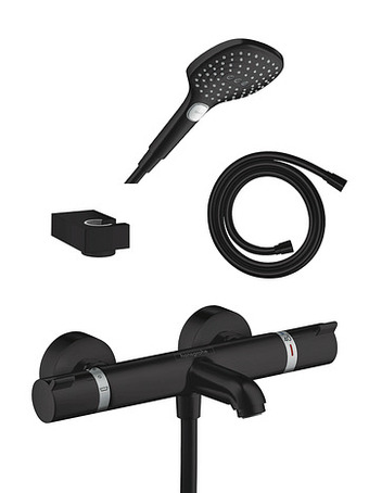 X2O HansGrohe Ecostat Comfort thermostatische kraan muurmontage opbouw badkraan mat zwart aanbieding