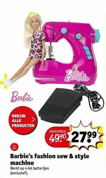 Kruidvat Barbie’s fashion sew + style machine aanbieding
