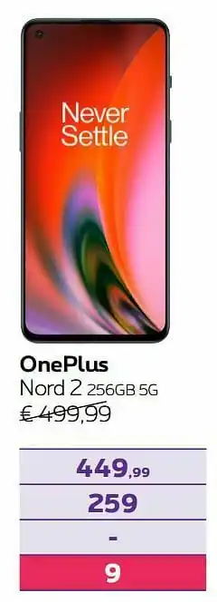 Proximus Oneplus nord 2 256gb 5g aanbieding