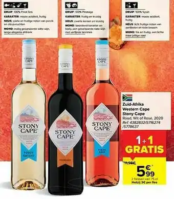 Carrefour Zuid-afrika western cape stony cape rood wit of rosé aanbieding