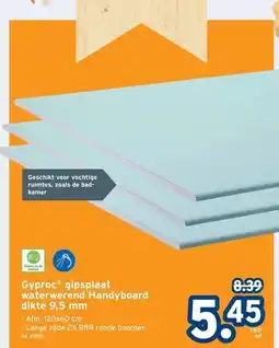 GAMMA GyprocⓇ gipsplaat waterwerend Handyboard dikte 9,5 mm aanbieding