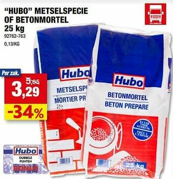 Hubo Hubo metselspecie of betonmortel aanbieding