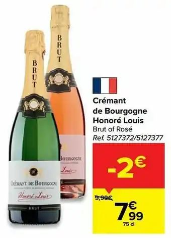 Carrefour Crémant de bourgogne honoré louis brut of rosé aanbieding