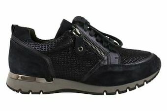 Caprice Sneaker Laag Dames Comfort Topper F Wijdte Functionele Rits - Blauw