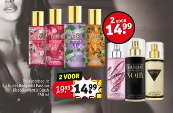 Kruidvat 2x Guess Bodymist Passion Kiss&Romantic Blush 250ml aanbieding