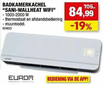 Hubo Eurom badkamerkachel sani-wallheat wifi aanbieding