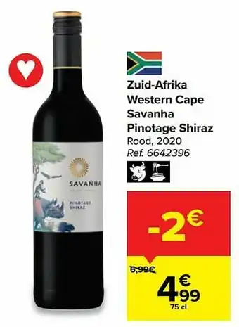 Carrefour Zuid-afrika western cape savanha pinotage shiraz rood aanbieding