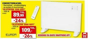 Hubo Eurom convectorkachel alutherm 1000 wifi aanbieding
