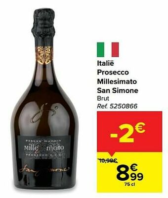 Carrefour Italië prosecco millesimato san simone brut aanbieding