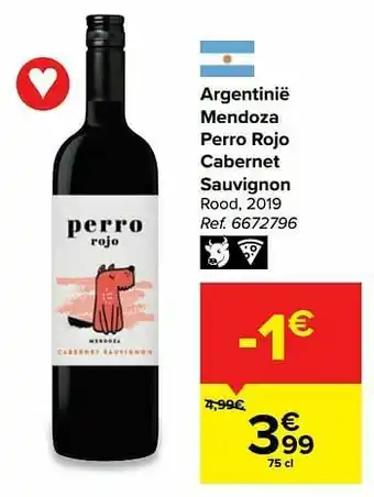 Carrefour Argentinië mendoza perro rojo cabernet sauvignon rood aanbieding