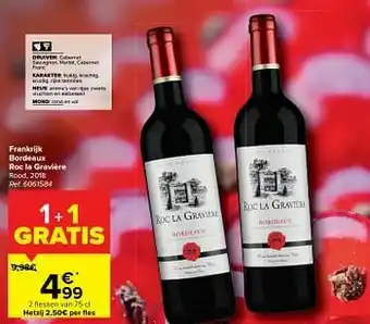 Carrefour Frankrijk bordeaux roc la gravière rood aanbieding