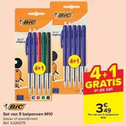 Carrefour Set van 5 balpennen M10 aanbieding