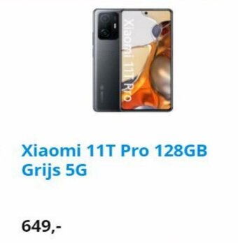 Coolblue Xiaomi 11T Pro 128GB Grijs 5G aanbieding