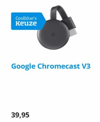 Coolblue Google Chromecast V3 aanbieding