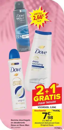 Carrefour Market Gamma douchegels en deodorants Dove en Dove Men alle soorten aanbieding